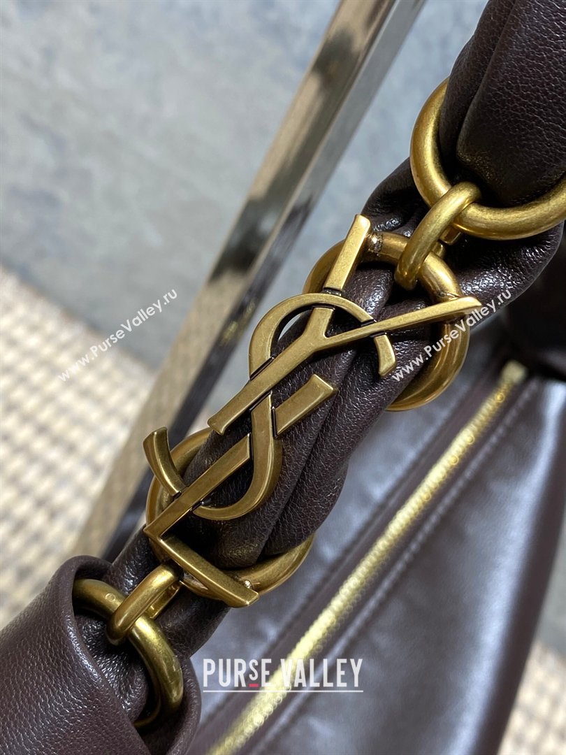 Saint Laurent Amalia Mini Hobo Bag in Calfskin Leather Coffee Brown 2026 862558 (YY-260119014)