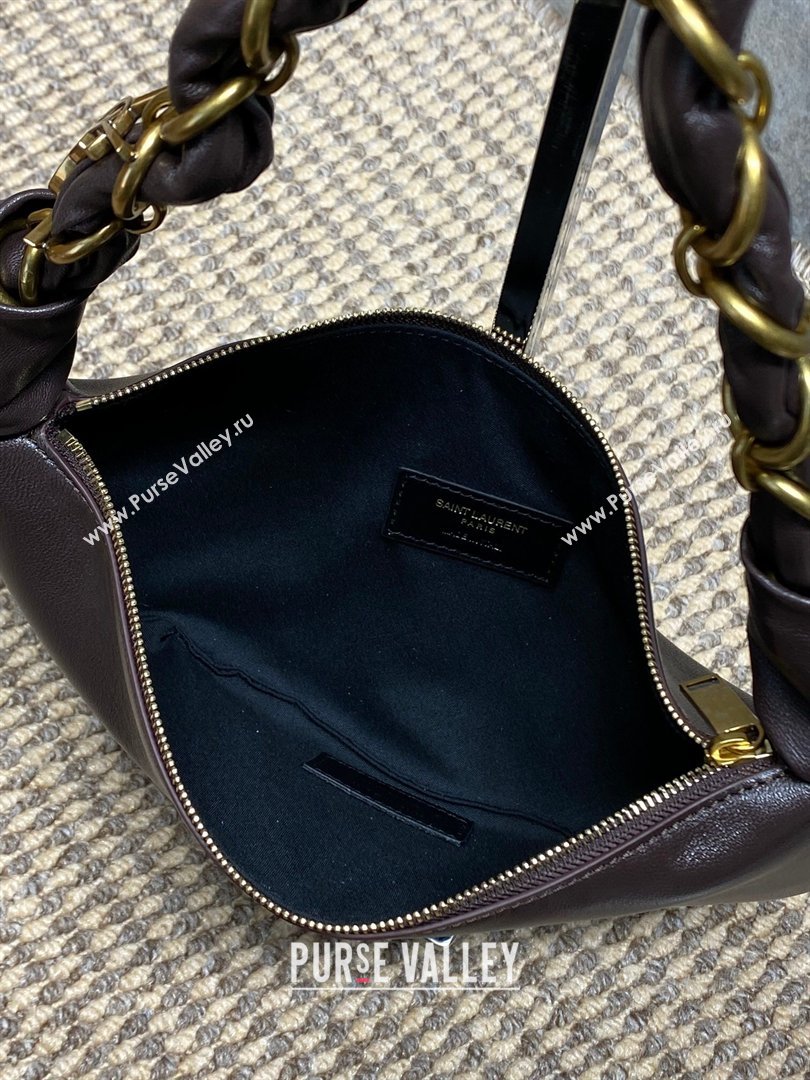 Saint Laurent Amalia Mini Hobo Bag in Calfskin Leather Coffee Brown 2026 862558 (YY-260119014)