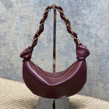 Saint Laurent Amalia Mini Hobo Bag in Calfskin Leather Burgundy 2026 862558 (YY-260119015)