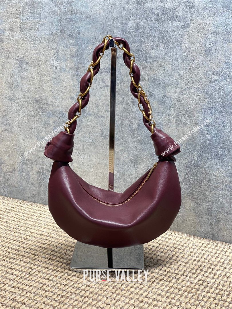 Saint Laurent Amalia Mini Hobo Bag in Calfskin Leather Burgundy 2026 862558 (YY-260119015)