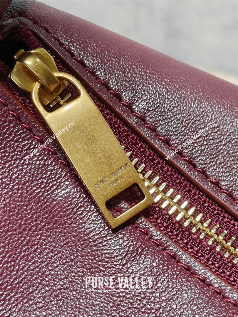 Saint Laurent Amalia Mini Hobo Bag in Calfskin Leather Burgundy 2026 862558 (YY-260119015)