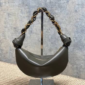 Saint Laurent Amalia Mini Hobo Bag in Calfskin Leather Musk Green 2026 862558 (YY-260119016)