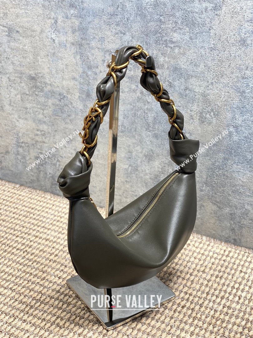 Saint Laurent Amalia Mini Hobo Bag in Calfskin Leather Musk Green 2026 862558 (YY-260119016)