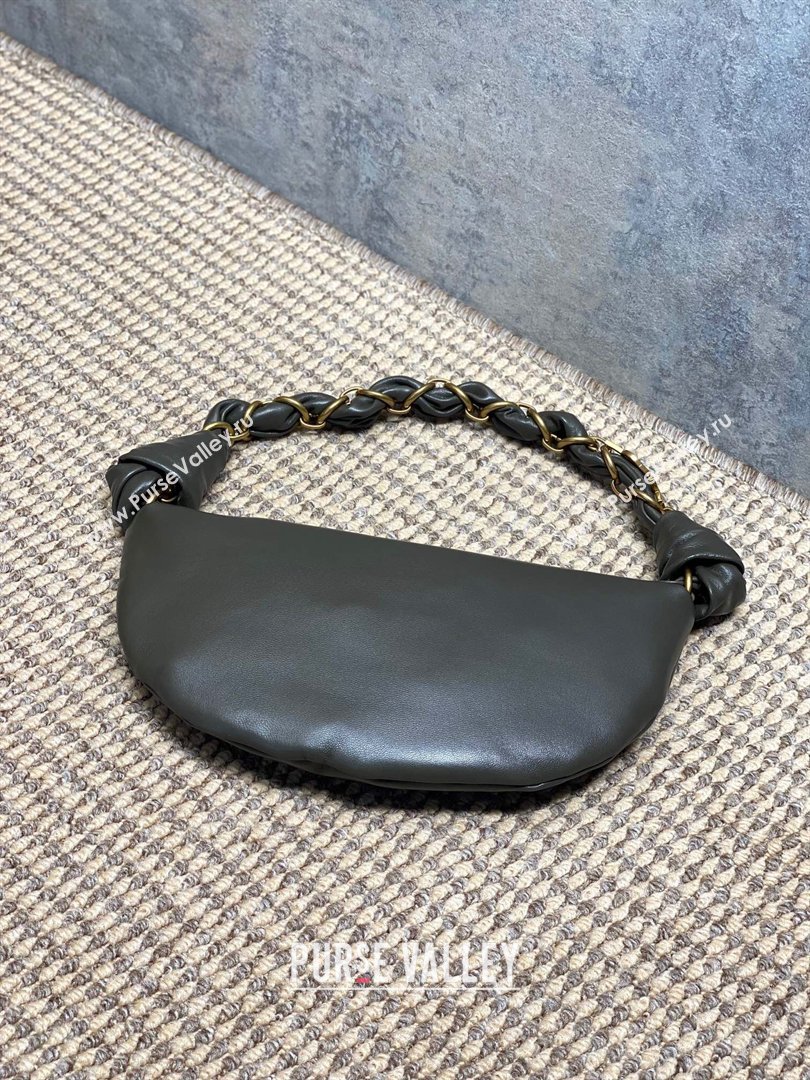 Saint Laurent Amalia Mini Hobo Bag in Calfskin Leather Musk Green 2026 862558 (YY-260119016)