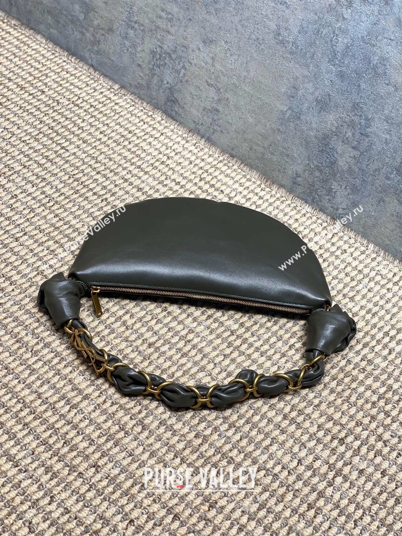 Saint Laurent Amalia Mini Hobo Bag in Calfskin Leather Musk Green 2026 862558 (YY-260119016)