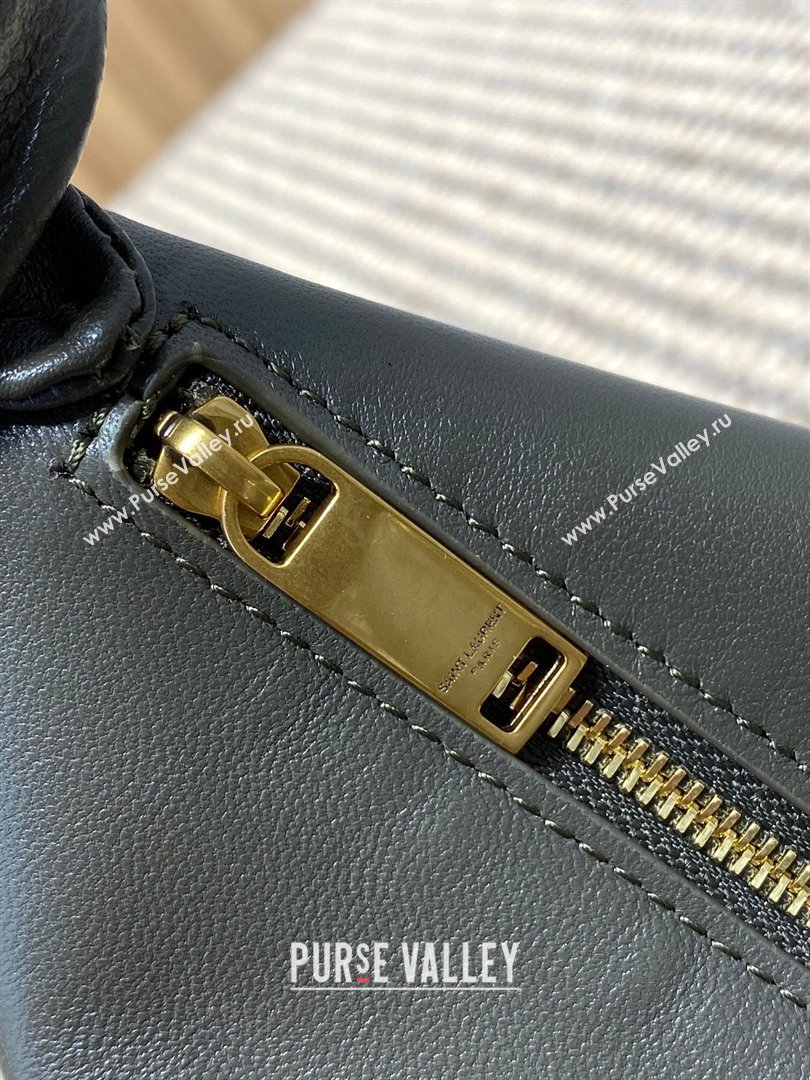 Saint Laurent Amalia Mini Hobo Bag in Calfskin Leather Musk Green 2026 862558 (YY-260119016)