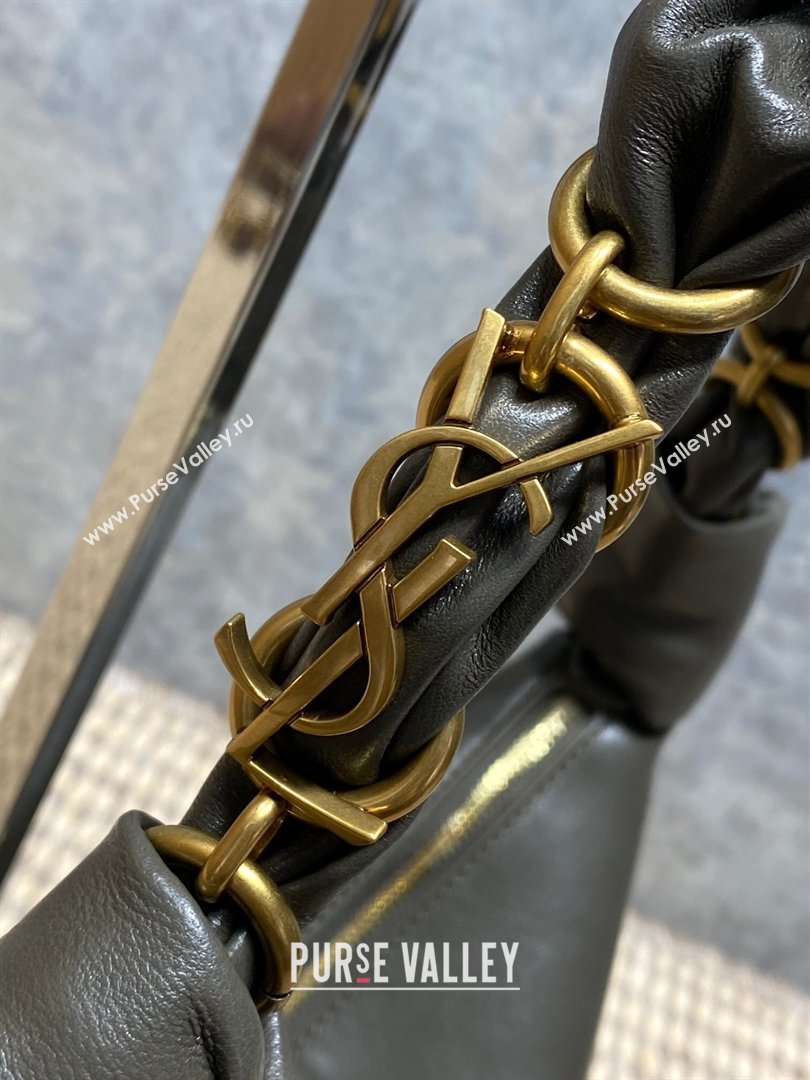 Saint Laurent Amalia Mini Hobo Bag in Calfskin Leather Musk Green 2026 862558 (YY-260119016)