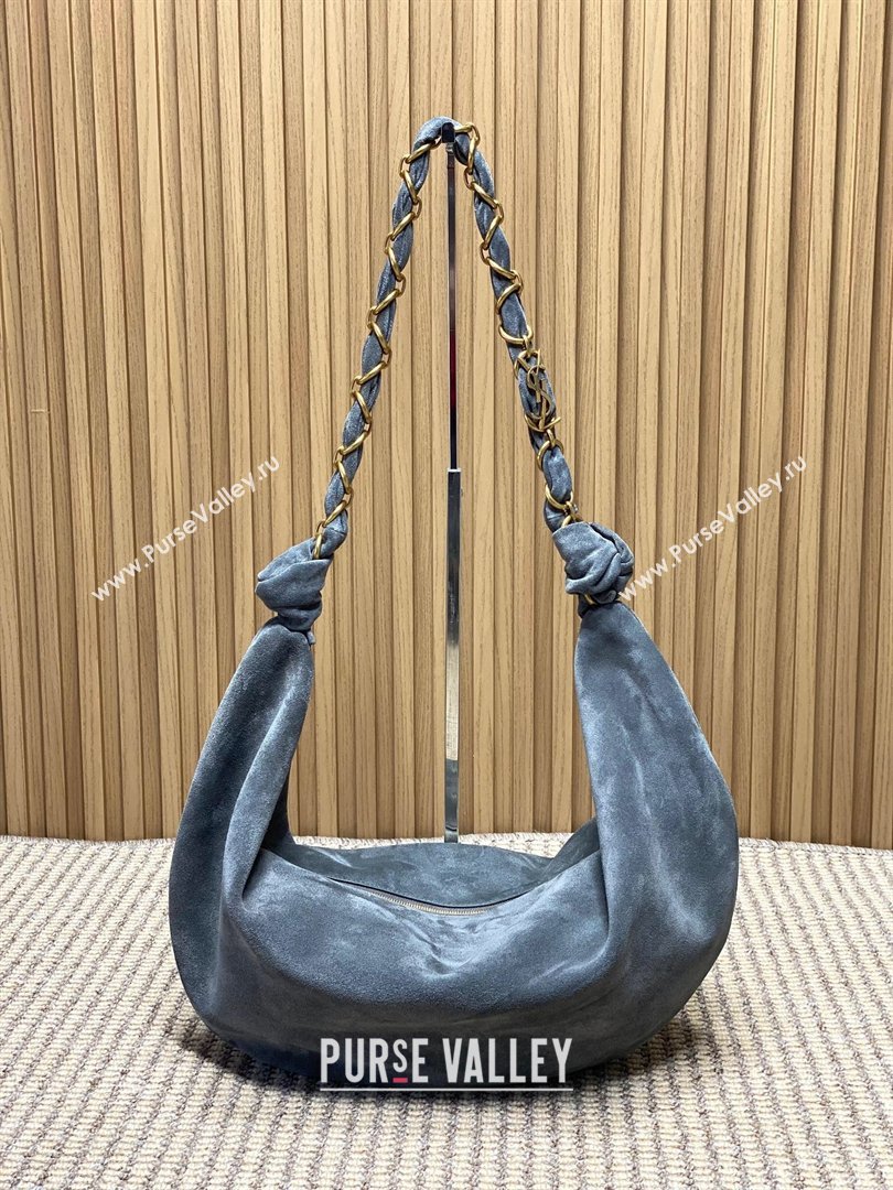 Saint Laurent Amalia Hobo Bag in Suede Grey 2026 862210 (YY-260119020)