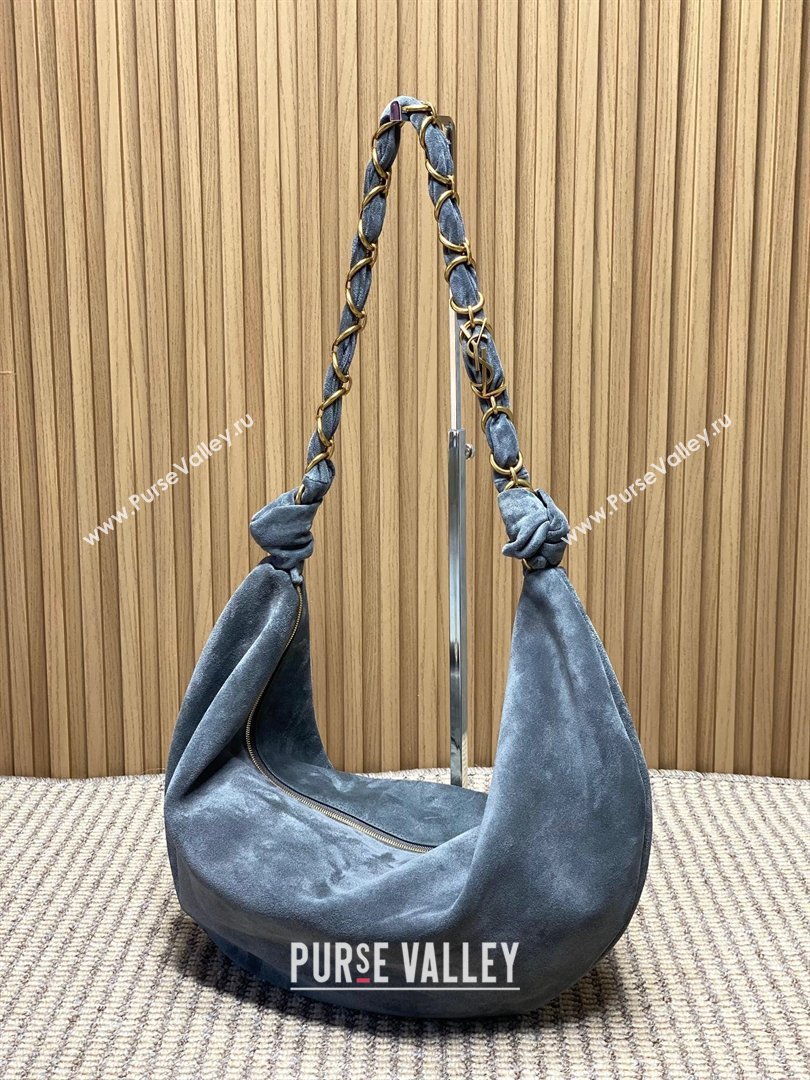 Saint Laurent Amalia Hobo Bag in Suede Grey 2026 862210 (YY-260119020)