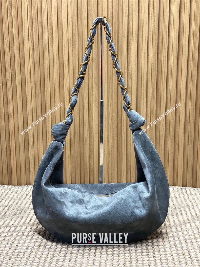 Saint Laurent Amalia Hobo Bag in Suede Grey 2026 862210 (YY-260119020)