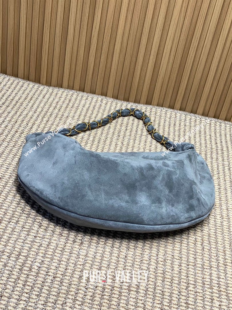 Saint Laurent Amalia Hobo Bag in Suede Grey 2026 862210 (YY-260119020)