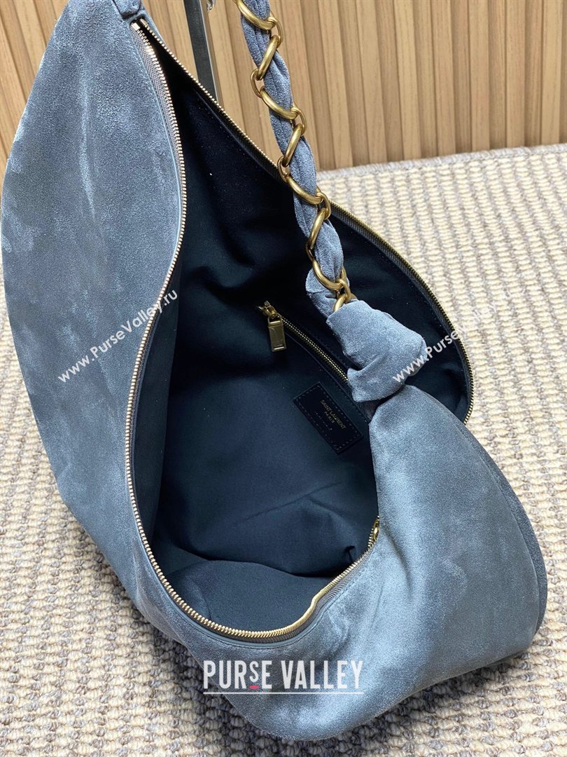 Saint Laurent Amalia Hobo Bag in Suede Grey 2026 862210 (YY-260119020)