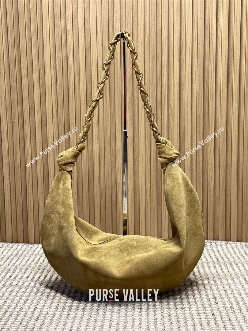Saint Laurent Amalia Hobo Bag in Suede Golden Leaf Brown 2026 862210 (YY-260119029)