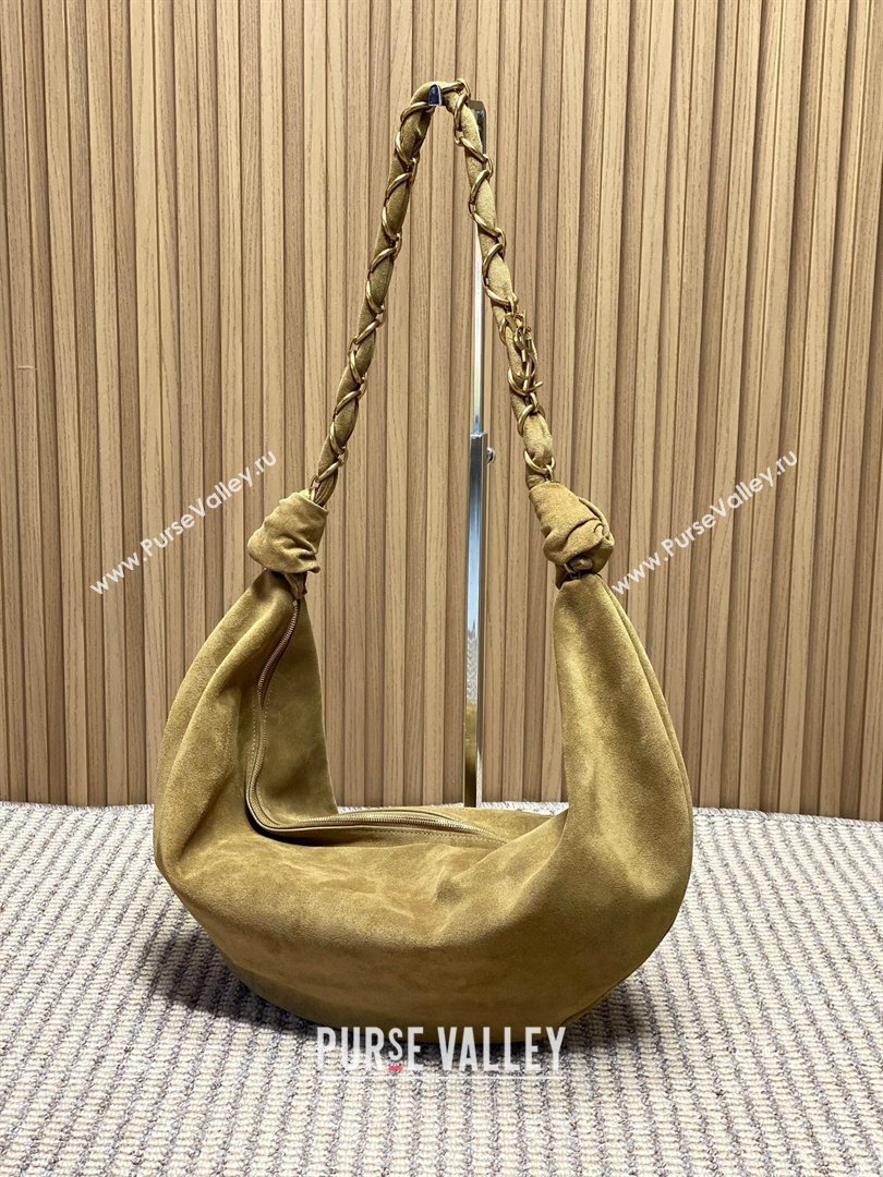 Saint Laurent Amalia Hobo Bag in Suede Golden Leaf Brown 2026 862210 (YY-260119029)