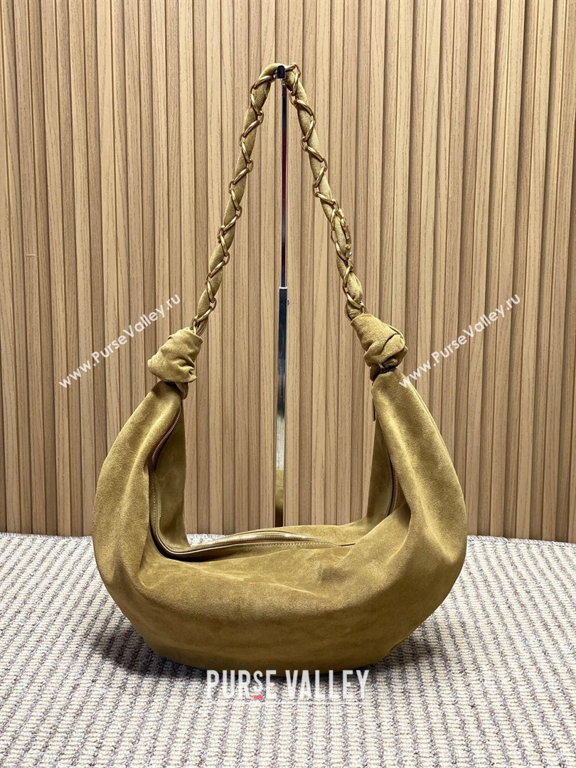 Saint Laurent Amalia Hobo Bag in Suede Golden Leaf Brown 2026 862210 (YY-260119029)