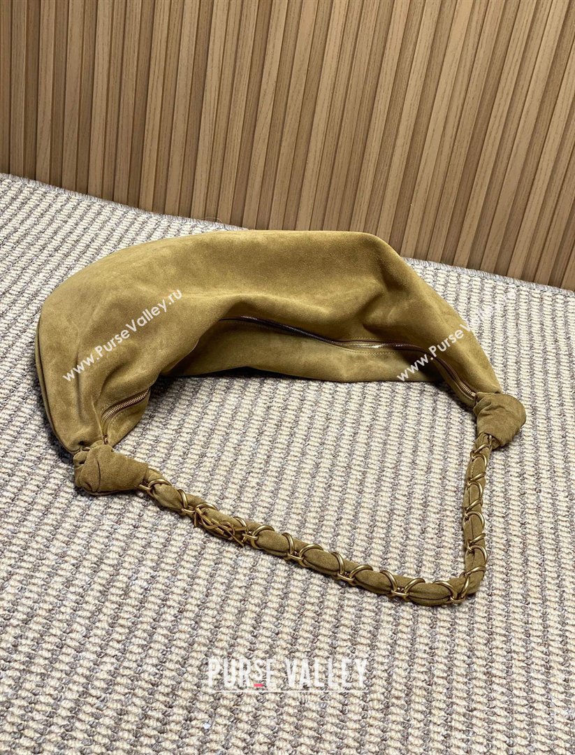 Saint Laurent Amalia Hobo Bag in Suede Golden Leaf Brown 2026 862210 (YY-260119029)