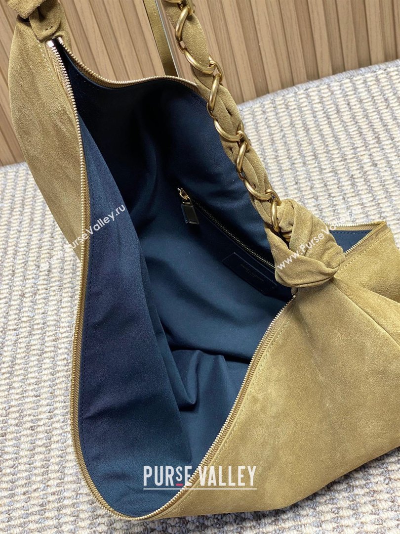 Saint Laurent Amalia Hobo Bag in Suede Golden Leaf Brown 2026 862210 (YY-260119029)
