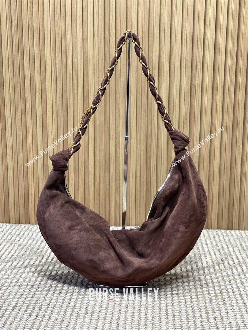 Saint Laurent Amalia Hobo Bag in Suede Coffee Brown 2026 862210 (YY-260119030)