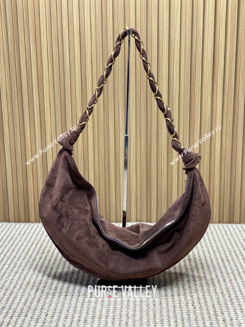 Saint Laurent Amalia Hobo Bag in Suede Coffee Brown 2026 862210 (YY-260119030)