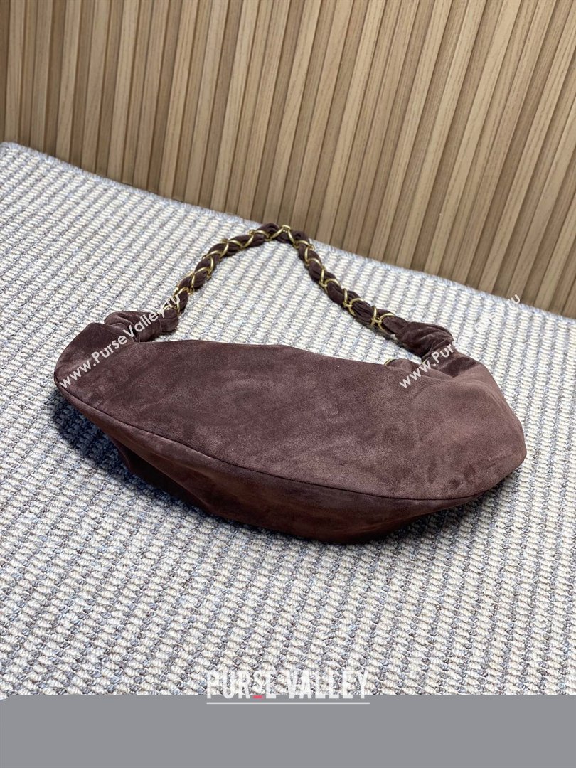 Saint Laurent Amalia Hobo Bag in Suede Coffee Brown 2026 862210 (YY-260119030)