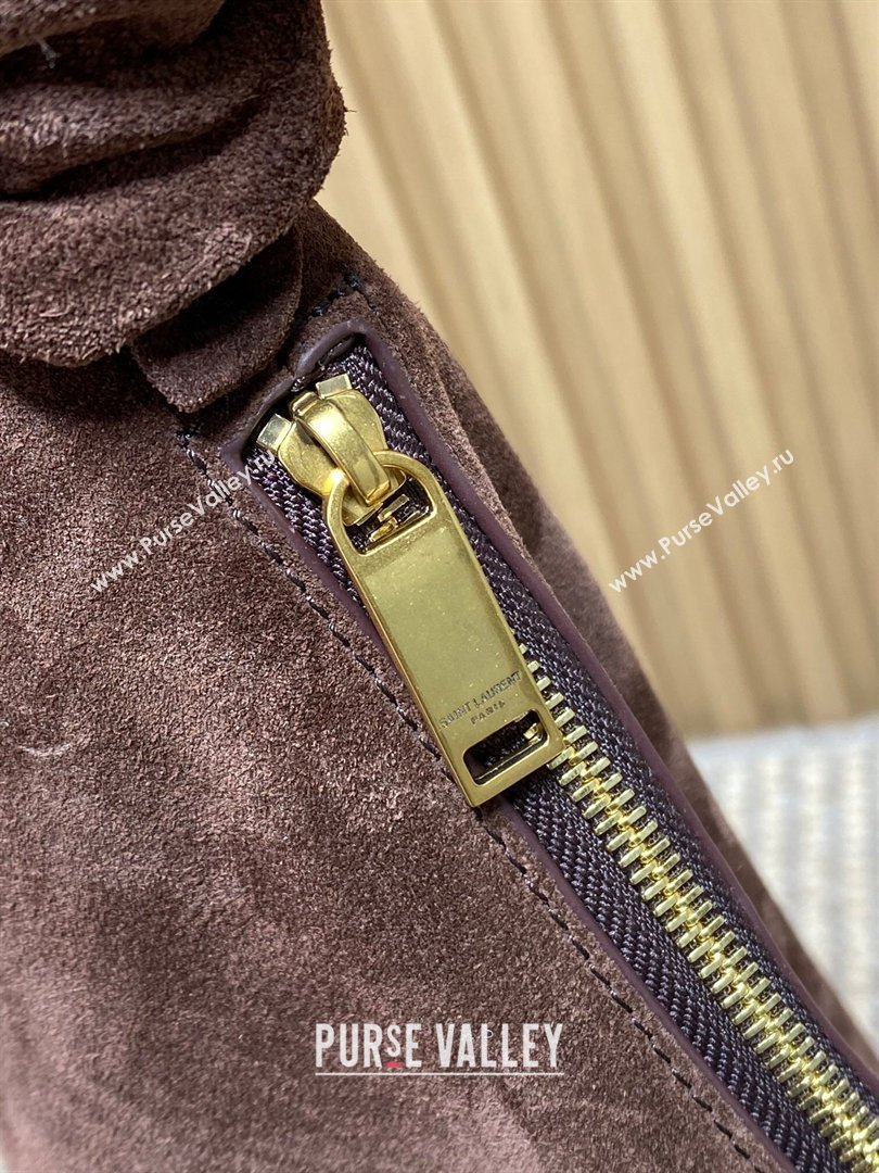 Saint Laurent Amalia Hobo Bag in Suede Coffee Brown 2026 862210 (YY-260119030)
