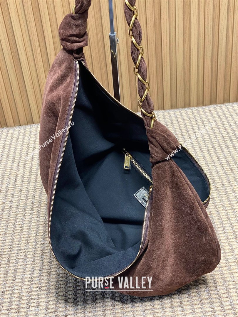 Saint Laurent Amalia Hobo Bag in Suede Coffee Brown 2026 862210 (YY-260119030)