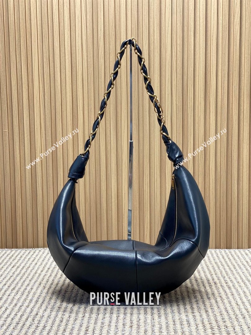 Saint Laurent Amalia Hobo Bag in Calfskin Leather Black 2026 862210 (YY-260119021)