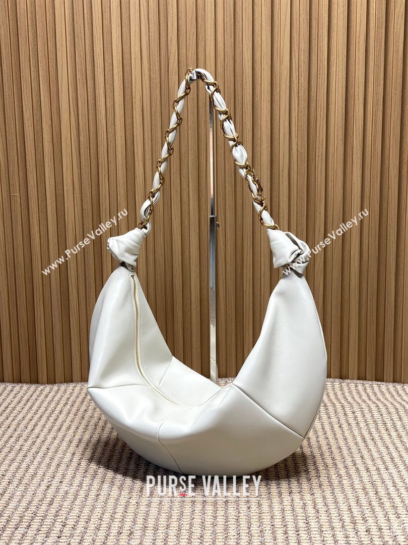 Saint Laurent Amalia Hobo Bag in Calfskin Leather White 2026 862210 (YY-260119022)