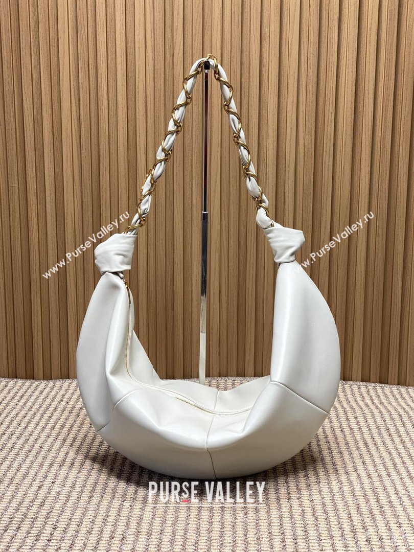 Saint Laurent Amalia Hobo Bag in Calfskin Leather White 2026 862210 (YY-260119022)