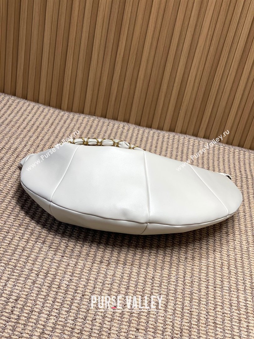 Saint Laurent Amalia Hobo Bag in Calfskin Leather White 2026 862210 (YY-260119022)