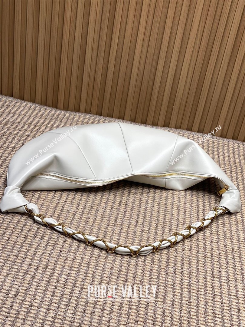 Saint Laurent Amalia Hobo Bag in Calfskin Leather White 2026 862210 (YY-260119022)