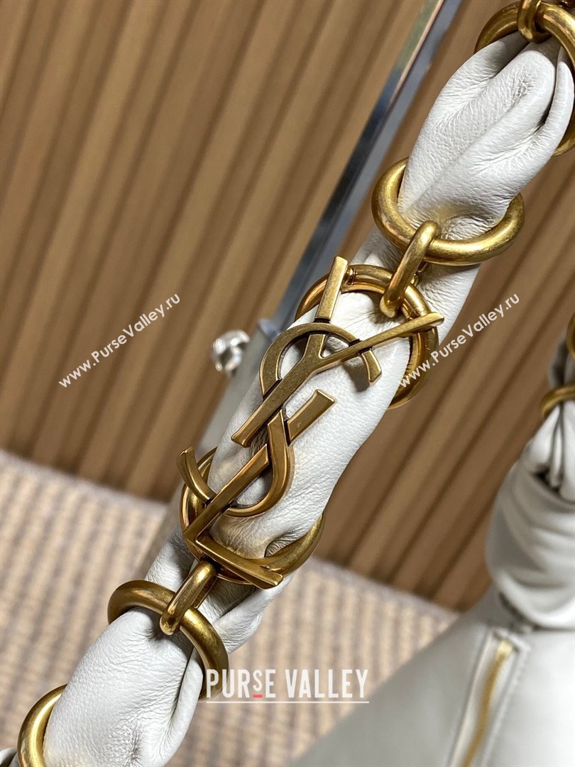 Saint Laurent Amalia Hobo Bag in Calfskin Leather White 2026 862210 (YY-260119022)