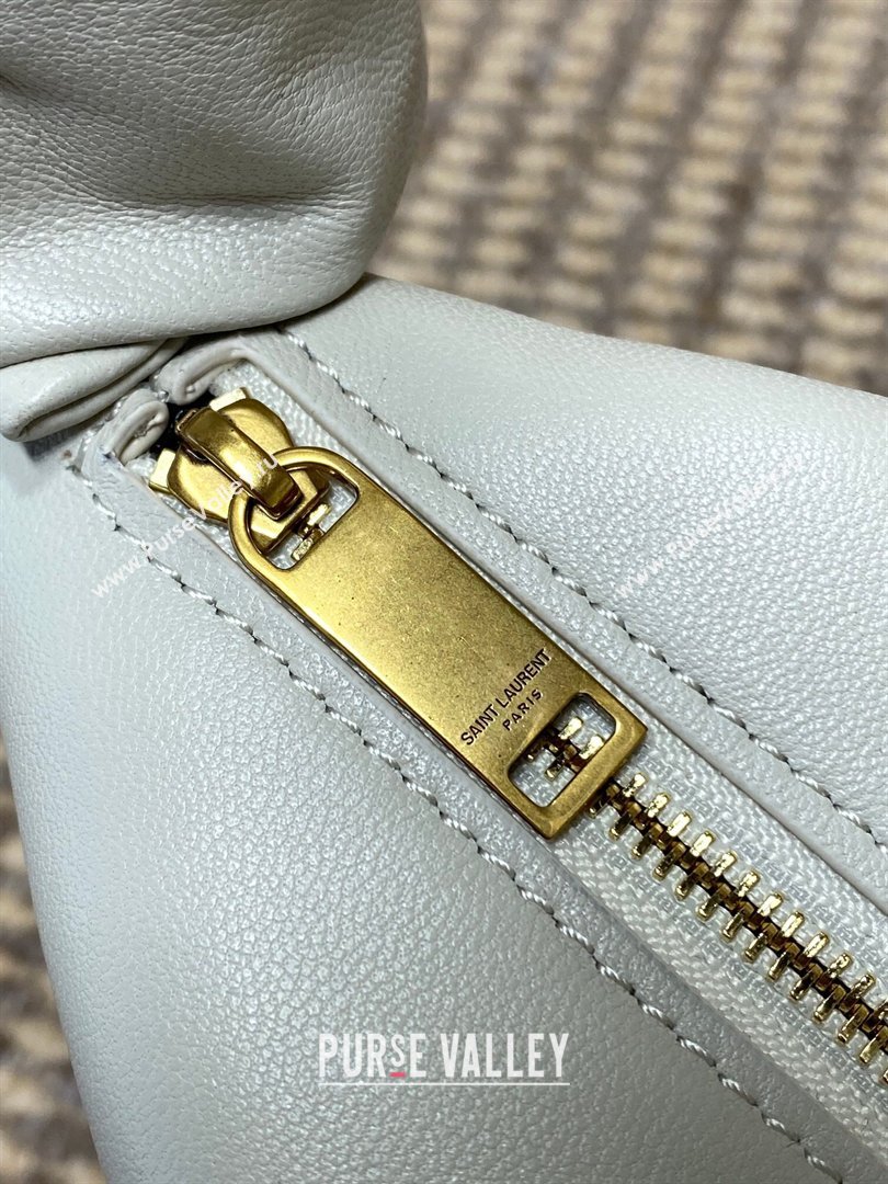 Saint Laurent Amalia Hobo Bag in Calfskin Leather White 2026 862210 (YY-260119022)