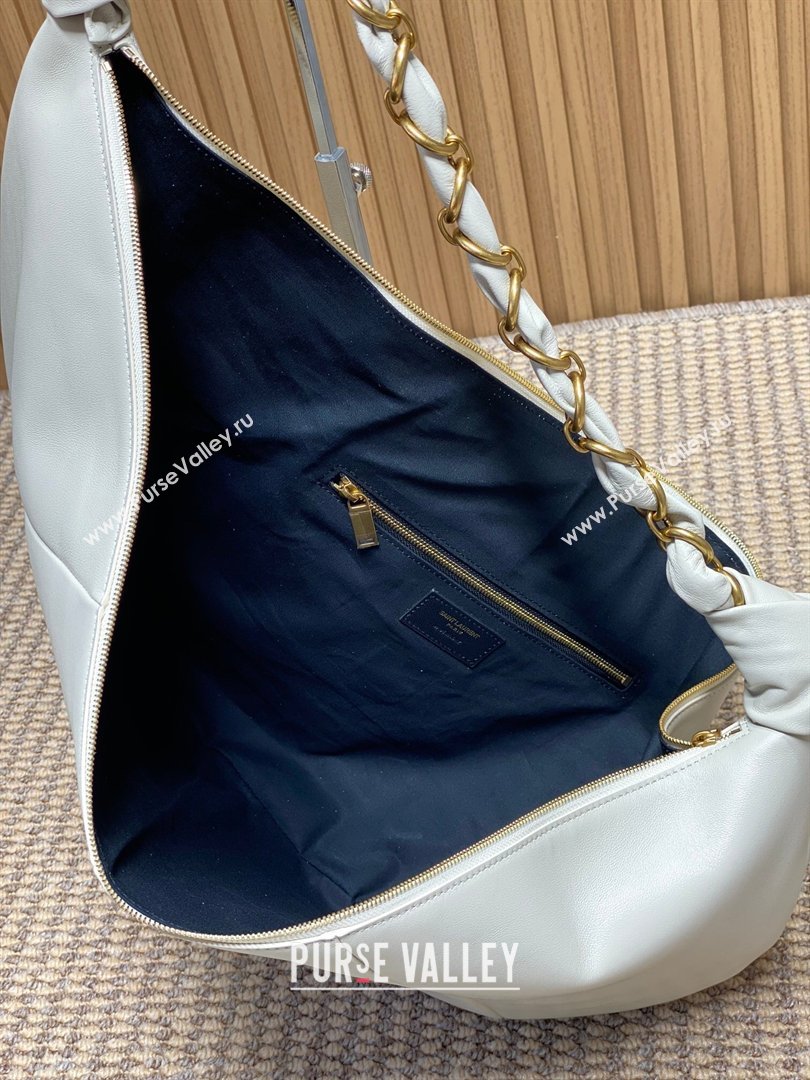 Saint Laurent Amalia Hobo Bag in Calfskin Leather White 2026 862210 (YY-260119022)