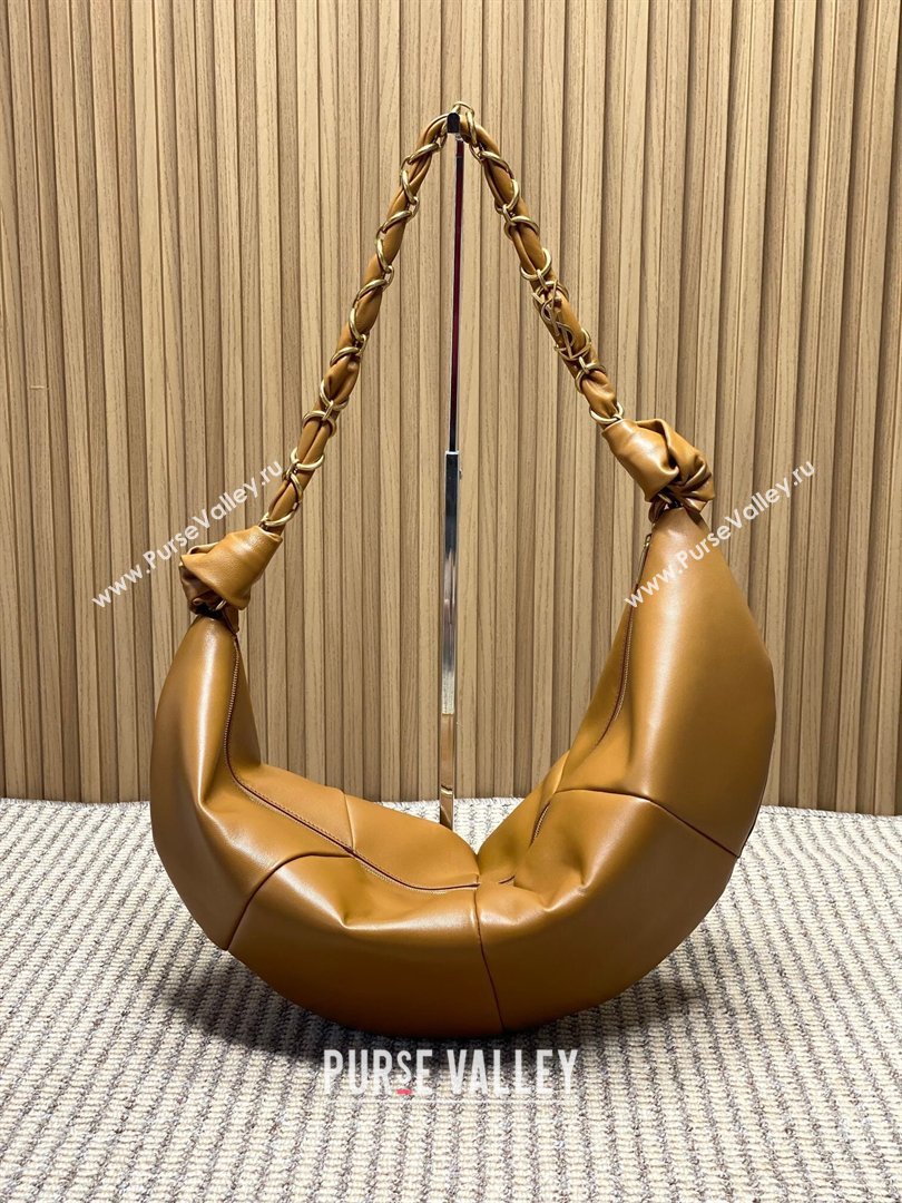 Saint Laurent Amalia Hobo Bag in Calfskin Leather Caramel Brown 2026 862210 (YY-260119023)