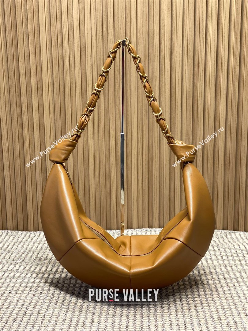 Saint Laurent Amalia Hobo Bag in Calfskin Leather Caramel Brown 2026 862210 (YY-260119023)