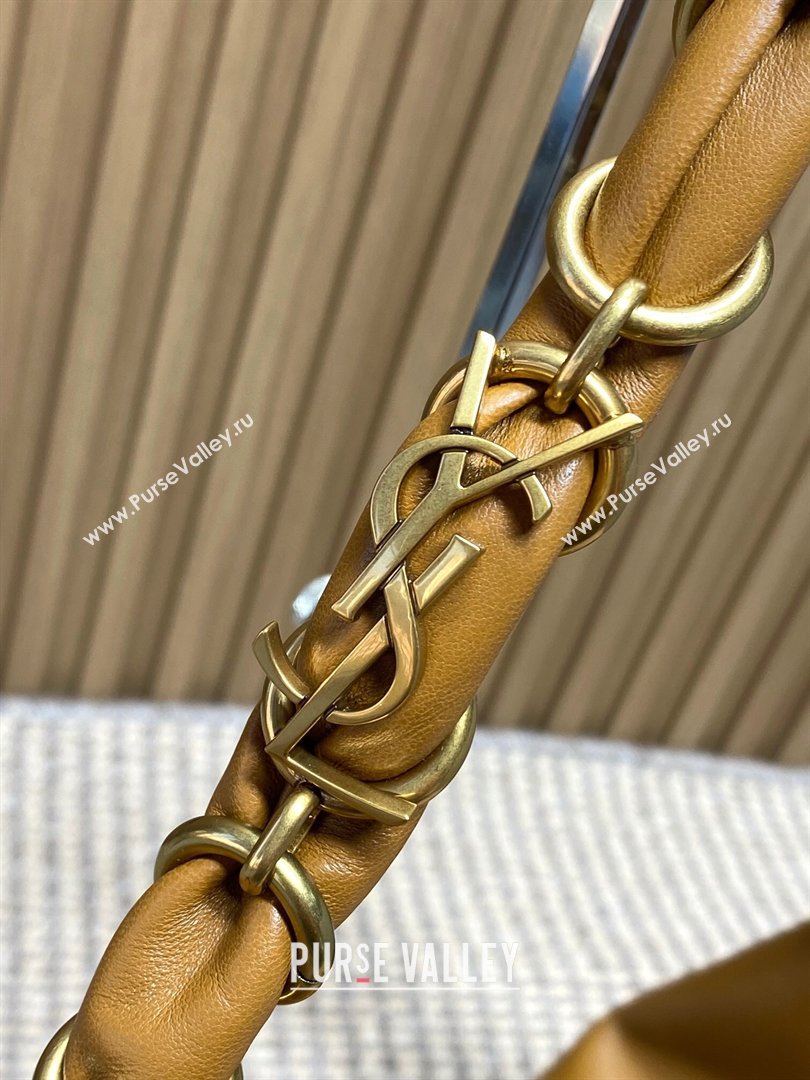 Saint Laurent Amalia Hobo Bag in Calfskin Leather Caramel Brown 2026 862210 (YY-260119023)