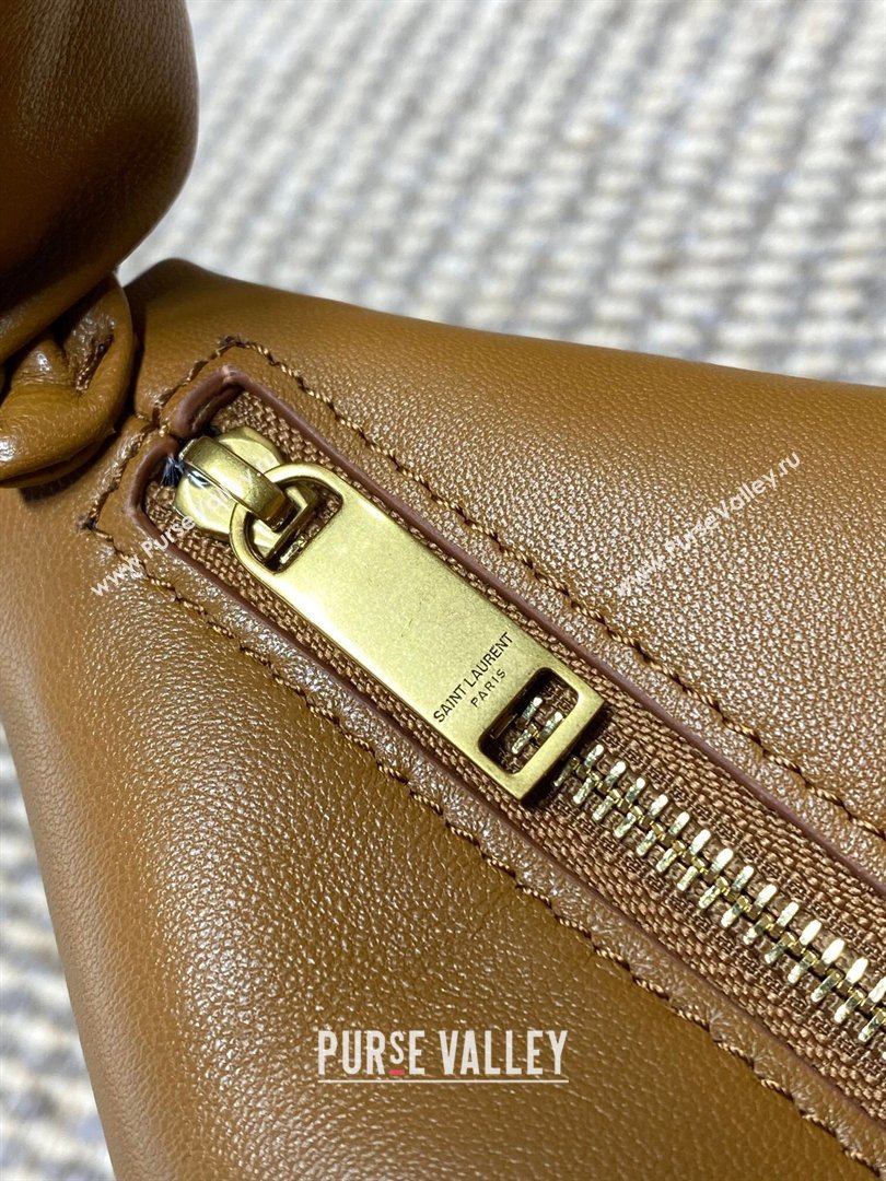Saint Laurent Amalia Hobo Bag in Calfskin Leather Caramel Brown 2026 862210 (YY-260119023)