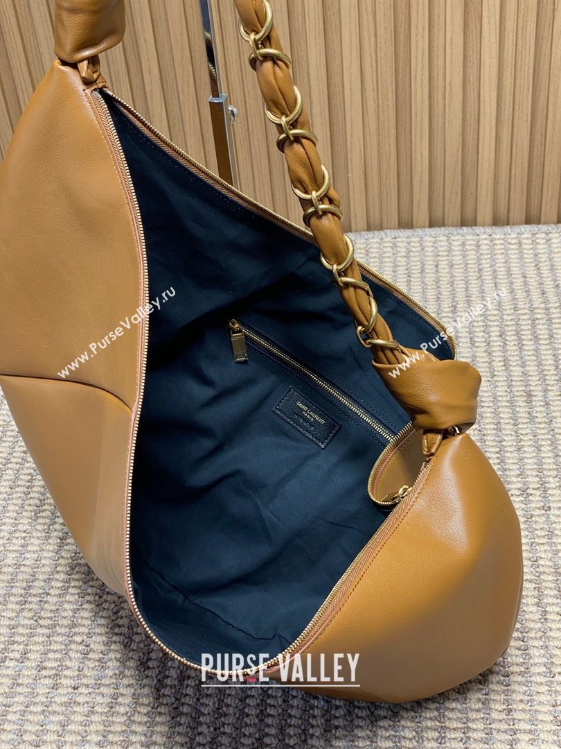 Saint Laurent Amalia Hobo Bag in Calfskin Leather Caramel Brown 2026 862210 (YY-260119023)