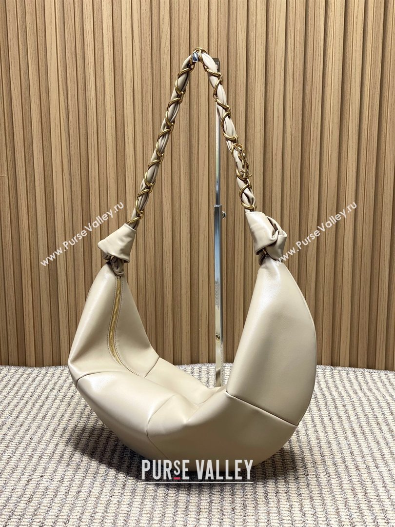 Saint Laurent Amalia Hobo Bag in Calfskin Leather Apricot 2026 862210 (YY-260119024)