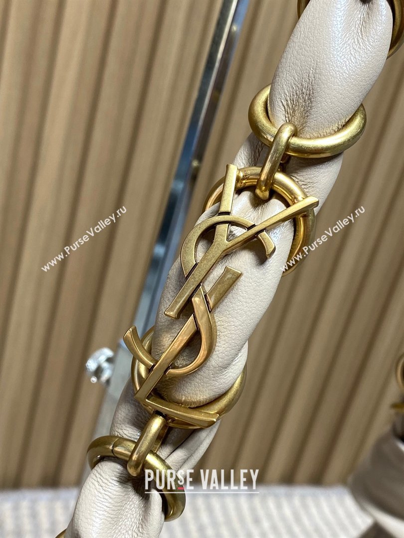 Saint Laurent Amalia Hobo Bag in Calfskin Leather Apricot 2026 862210 (YY-260119024)