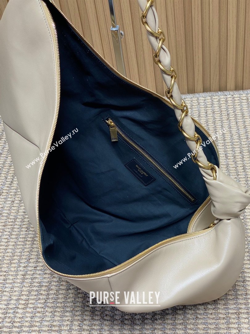 Saint Laurent Amalia Hobo Bag in Calfskin Leather Apricot 2026 862210 (YY-260119024)