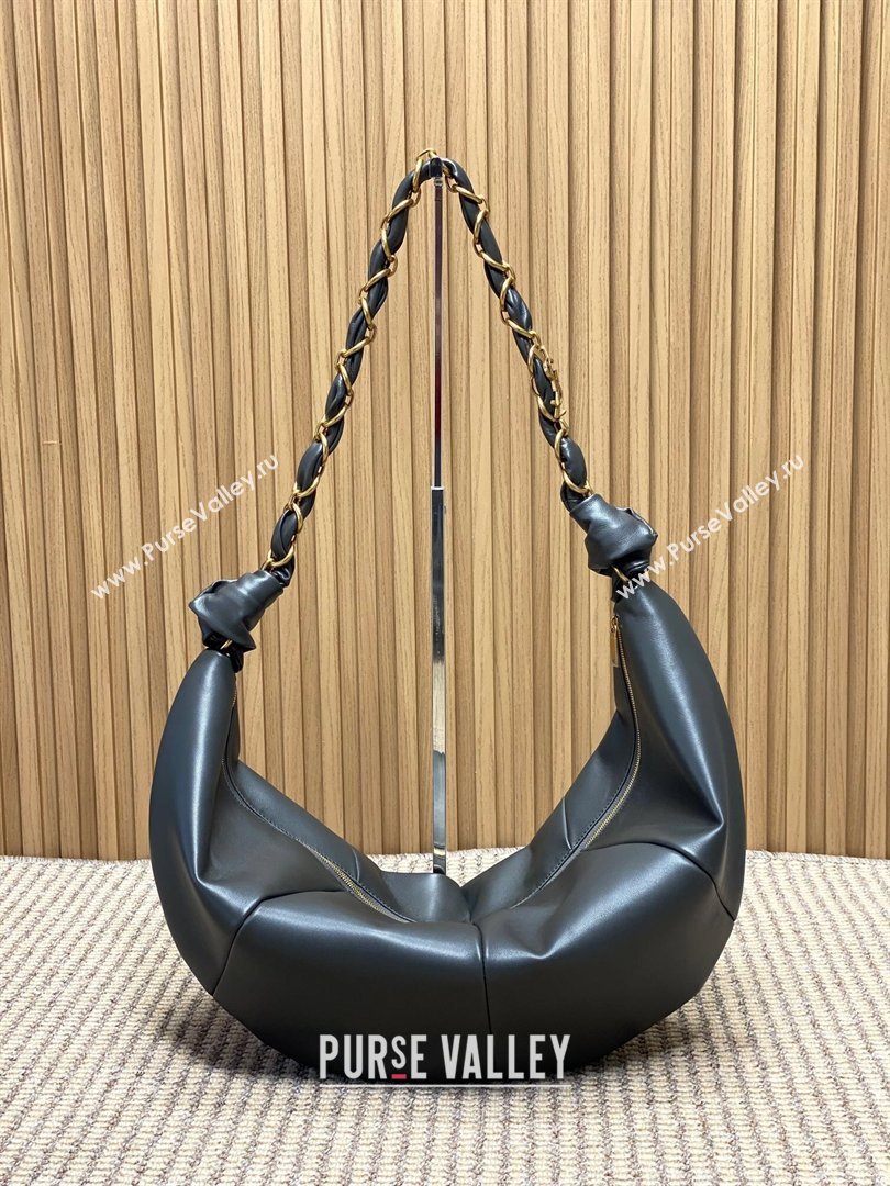 Saint Laurent Amalia Hobo Bag in Calfskin Leather Grey 2026 862210 (YY-260119025)