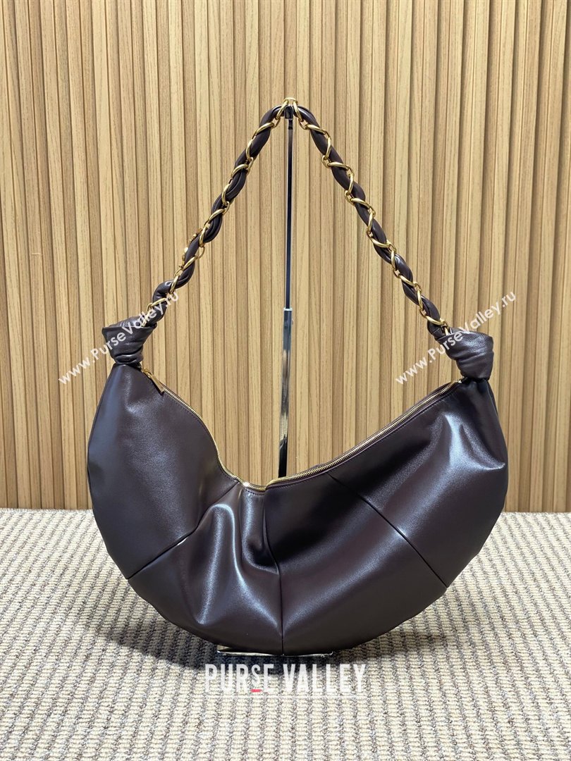 Saint Laurent Amalia Hobo Bag in Calfskin Leather Coffee Brown 2026 862210 (YY-260119026)