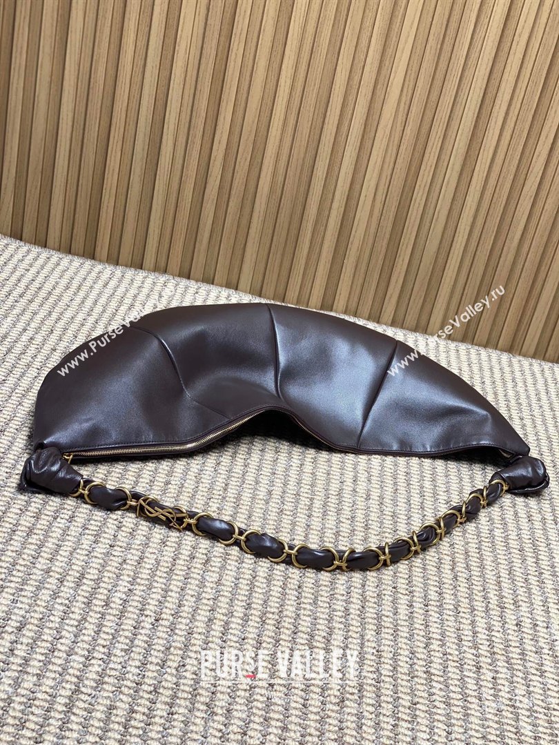 Saint Laurent Amalia Hobo Bag in Calfskin Leather Coffee Brown 2026 862210 (YY-260119026)