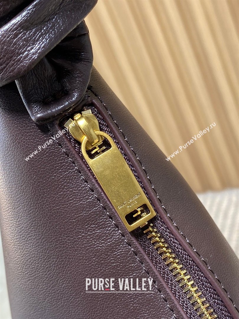 Saint Laurent Amalia Hobo Bag in Calfskin Leather Coffee Brown 2026 862210 (YY-260119026)