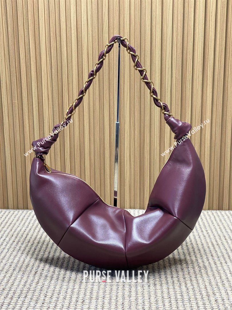 Saint Laurent Amalia Hobo Bag in Calfskin Leather Burgundy 2026 862210 (YY-260119027)