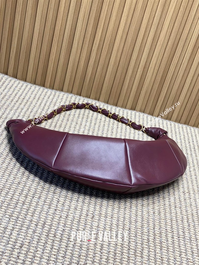 Saint Laurent Amalia Hobo Bag in Calfskin Leather Burgundy 2026 862210 (YY-260119027)