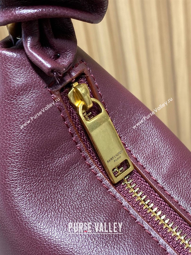 Saint Laurent Amalia Hobo Bag in Calfskin Leather Burgundy 2026 862210 (YY-260119027)