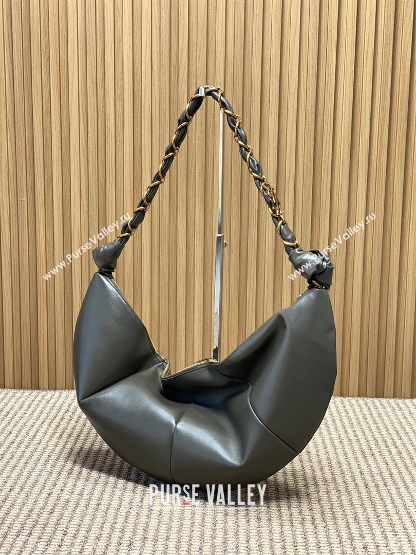 Saint Laurent Amalia Hobo Bag in Calfskin Leather Musk Green 2026 862210 (YY-260119028)